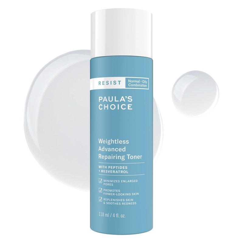 Paula's Choice Resist Weightless Advanced Repairing Face Toner, Facial Toner with Niacinamide & Hyaluronic Acid, Improves Skin & Boosts Hydration, Normal, Combination, Oily Skin, Fragrance Free, 4oz