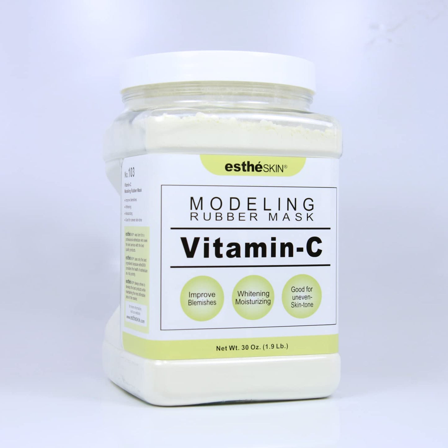 estheSKIN Peel Off Type Modeling Rubber Mask Powder Jar for Facial Skin Care Treatment (30oz) 850g, Measuring Spoon Included (30oz, 103.Viatmin-C)