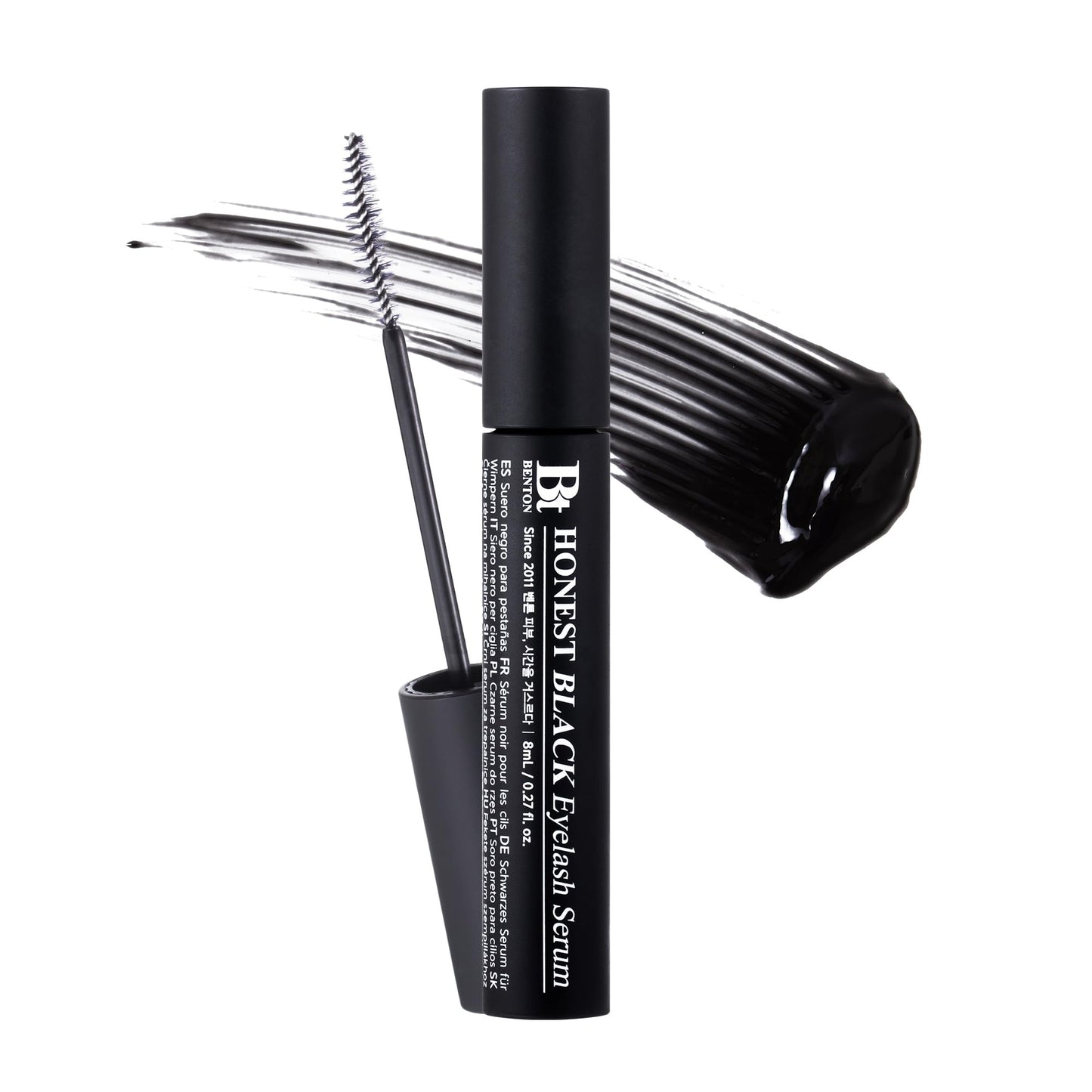 BENTON Honest Black Eyelash Serum - Eyelash Growth Serum for Thicker, Fuller Lashes - Creating a Makeup Look with Black Tint, 0.27 fl. Oz