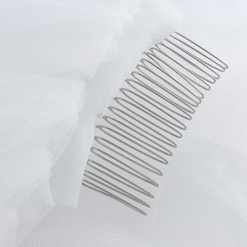 Cathedral Wedding Veil - Long Bridal Lace Tulle Hair Accessory with Comb | Floral 118-Inch Headpiece