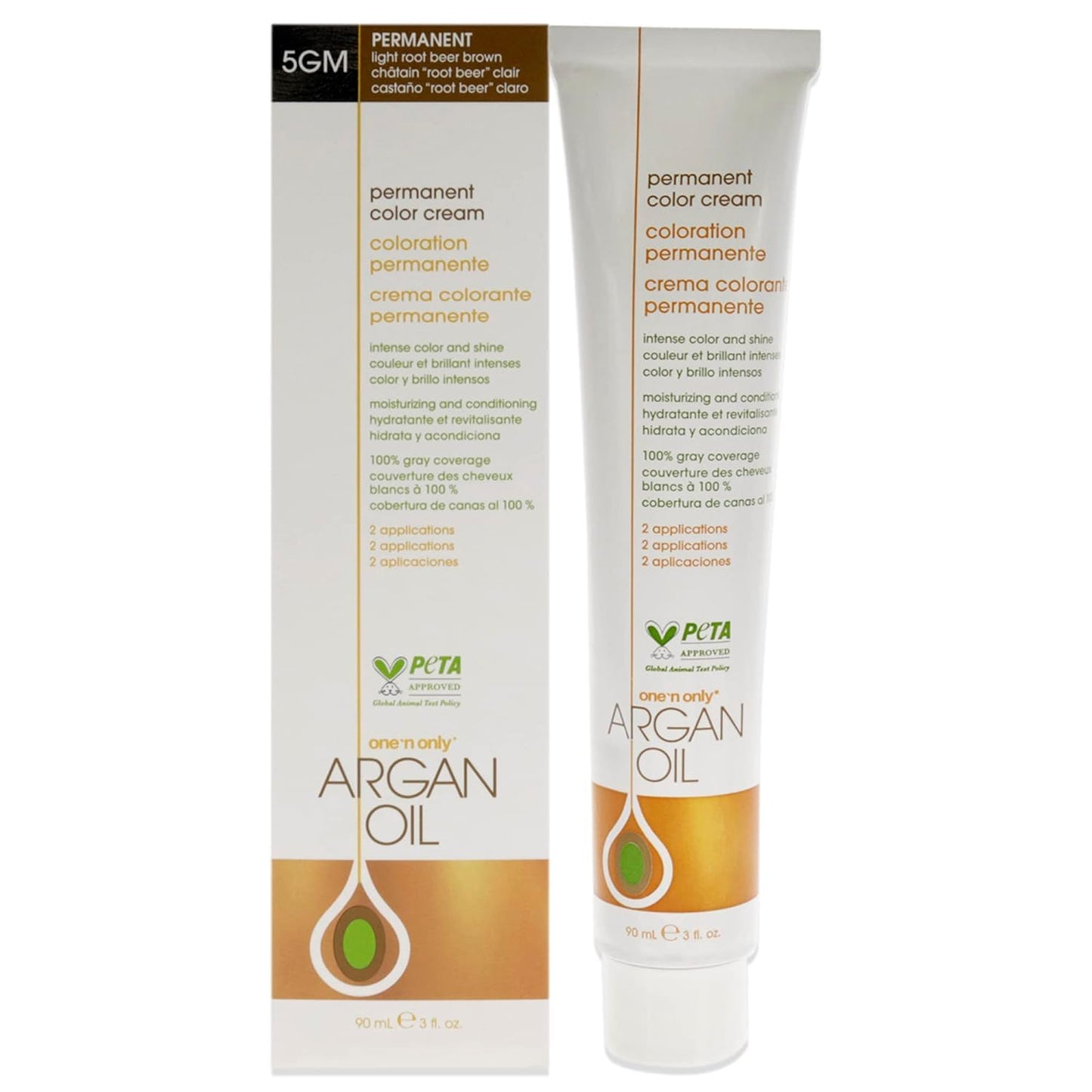 One N' Only Permanent Hair Color - Permanent Hair Dye Made with Argan Oil - Delivers Rich, Accurate Tones with Gray Coverage - Improves Moisture & Elasticity - 5GM Light Root Beer Brown (3 oz)