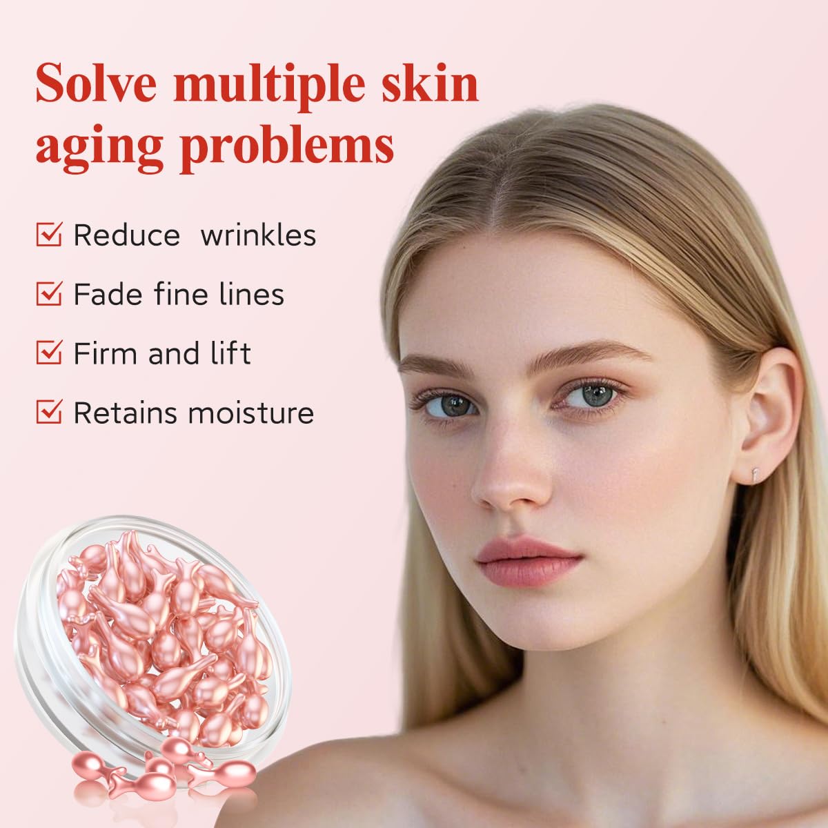 HKH Retinol Serum for Face - Anti Wrinkle Skincare Serum with Vitamin A & E - Capsules with Collagen for Women - Smoothing Fine Lines Firming & Moisturising Skin - Travel Friendly (38+38 ct)
