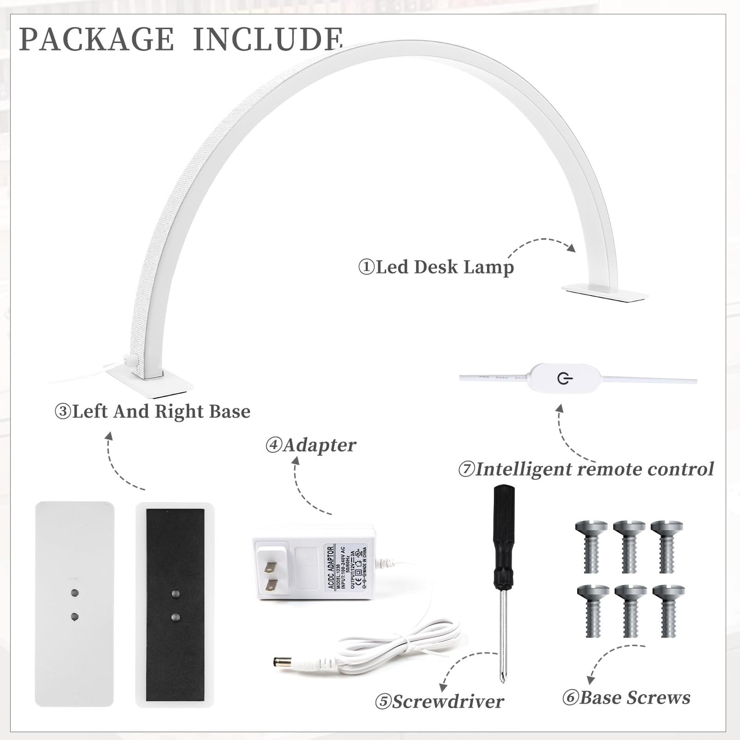 YINGJEE Half Moon Light Nail Lamp for Desk, Lash Light Led Nail Tech Lamp with Adjustable Brightness, Desk Lamp for Lash Eyelash Extension, Tattoo, Skincare, Eyebrows