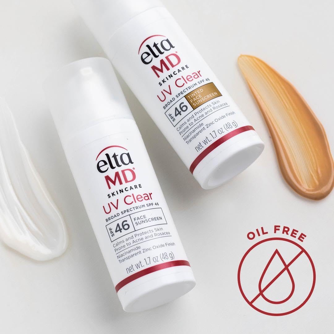 EltaMD UV Clear Face Sunscreen SPF 46, Oil-Free Sunscreen with Zinc Oxide, Dermatologist Recommended