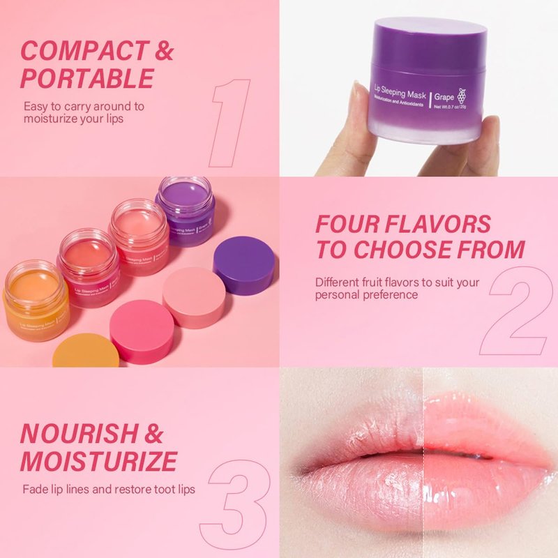 Moisturizing Lip Sleeping Mask - Long-Lasting Hydration for Chapped Lips | Berry Flavor