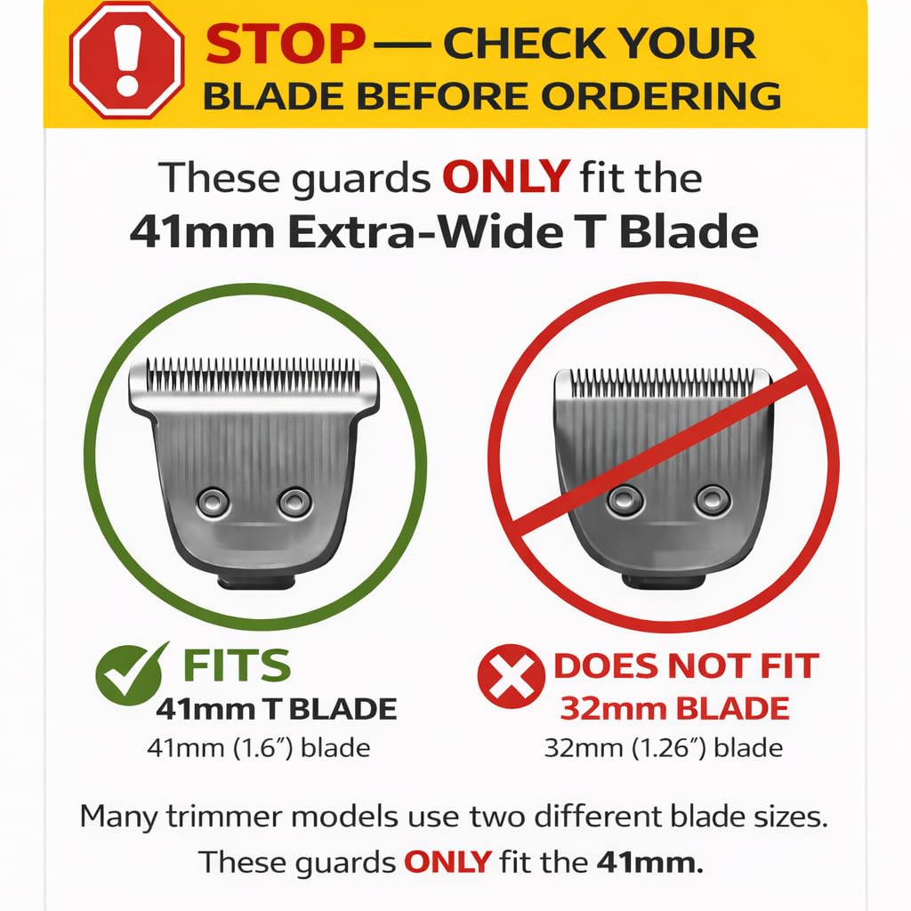 Trimmer Replacement 6-Piece Set - Haircut Guide Guard Comb for 41mm T Blade | Compatible with Philips Norelco Multigroom