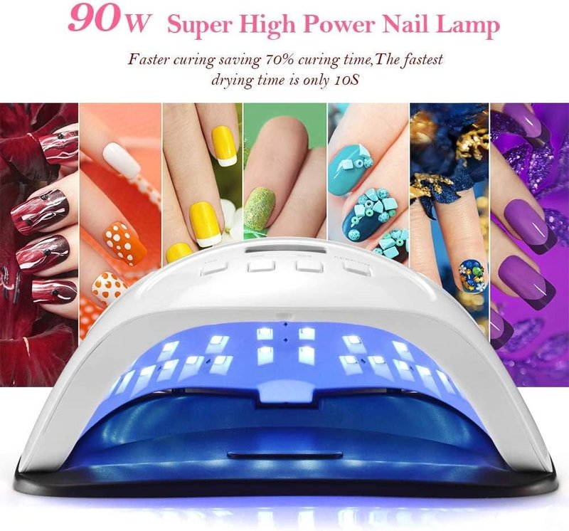 UV LED Gel Nail Lamp, 90W Nail Dryer LED Nail Light for Gel Polish-4 Timers Professional Upgraded Curing Lamp Nail Art Accessories, Dual Curing Gel Toe Nails,White
