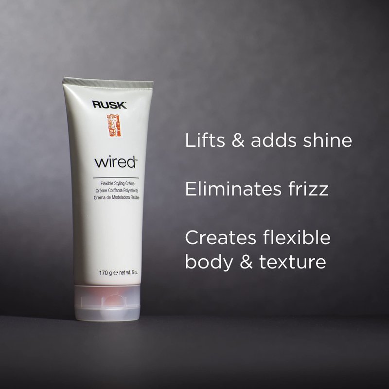 RUSK Wired Flexible Styling Cream - Frizz Control Hair Styling Products for Textured Definition & Pliable Hold - Flexible Hair Cream for All Types (6 oz) (Pack of 2)