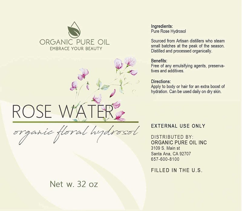 Rose Hydrosol Water - 32 oz - Pure Rose Hydrosol – Hydrating Face Toner Rose Water for Skin and Hair, Linen Spray for Sheets, Room Freshener, Body Spray By Organic Pure Oil - Packaging May Vary