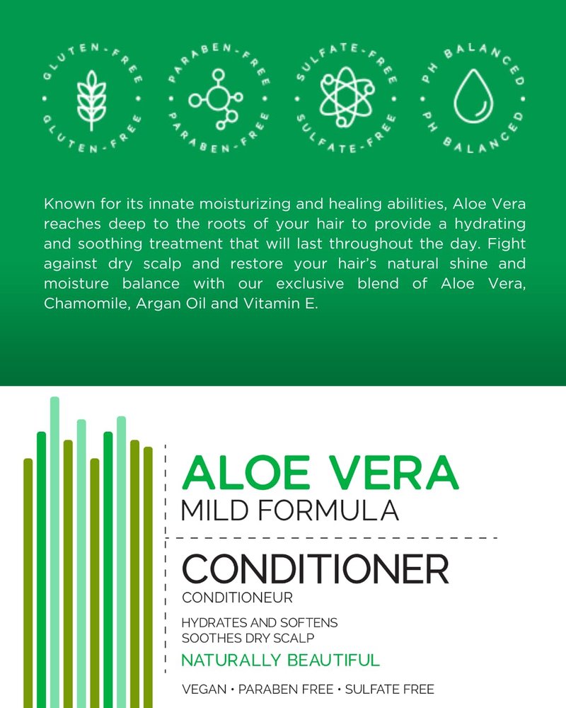 Aloe Vera Shampoo and Conditioner Bundle | Moisturizing Hair Care Set - 14 Oz Each