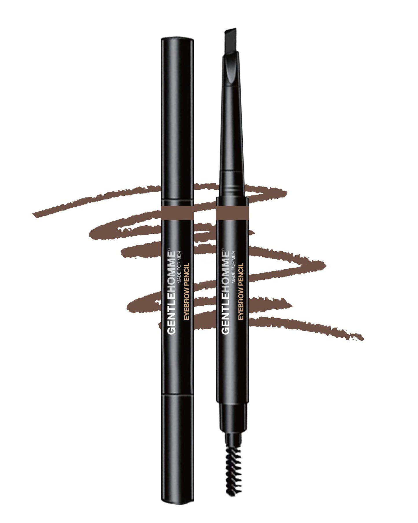 Gentlehomme 2 Pack Mens Eyebrow Pencil Light Brown, Easily Shape Define Fill Eyebrows or Beard, 2 in 1 brush and ultra-thin pencil, Waterproof Smudge Proof Sweatproof, Durable and Long Lasting