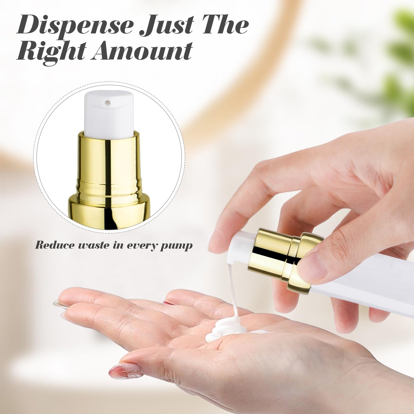 15 Pcs 0.34oz/10ml Airless Pump Bottle Refillable Vacuum Pump Bottles Travel Size Cosmetic Container for for Lotion Cream Moisturizer Facial Serum (Pack of 2)
