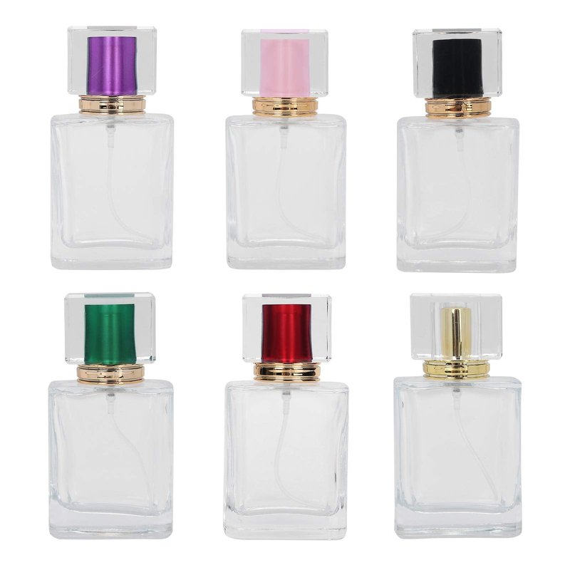 Sonew 6PCS 50ml Glass Spray Bottles, Refillable Perfume Bottles Perfume Mist Atomizer Dispenser Empty Bottle, Clear Glass Empty Spray Container for Home Travel and Salon Use