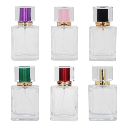 Sonew 6PCS 50ml Glass Spray Bottles, Refillable Perfume Bottles Perfume Mist Atomizer Dispenser Empty Bottle, Clear Glass Empty Spray Container for Home Travel and Salon Use