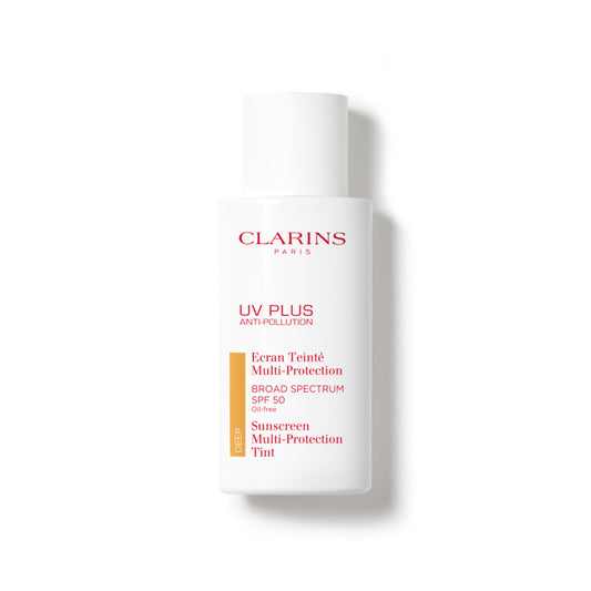 Clarins UV Plus Anti-Pollution, Broad Spectrum SPF 50 Tinted Face Sunscreen | Sheer Finish | Lightweight and Oil-Free | Triple Protection From UVA/UVB Rays, Free Radicals and Pollutants | Shade Deep