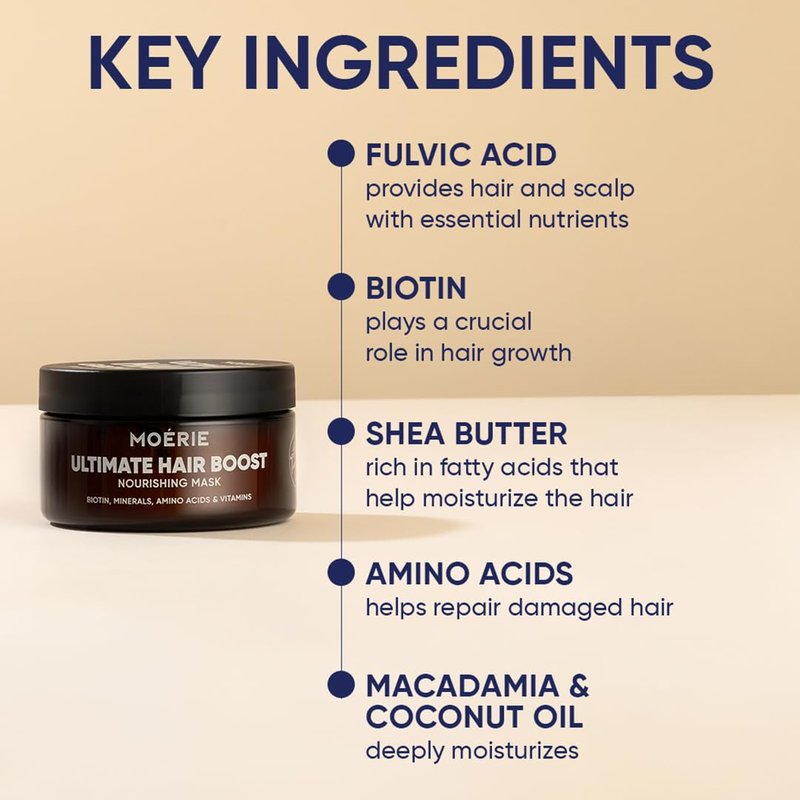 Moerie Mineral Hair Growth & Repair Mask – Hair Loss treatment Mask – Hair Regrowth For Longer, Thicker, Fuller Hair - Vegan Friendly – Paraben & Silicone Free, Double Set