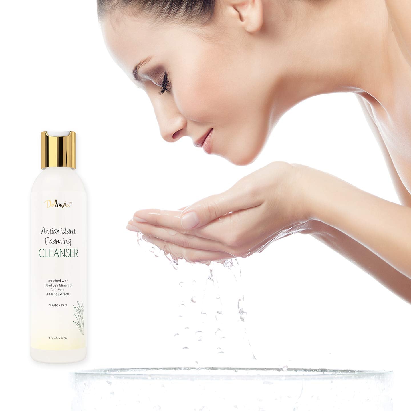 Deluvia Foam Facial Cleanser | Face Wash for Sensitive and Dry Skin | Hydrating Foam Moisturizer (8 fl oz)