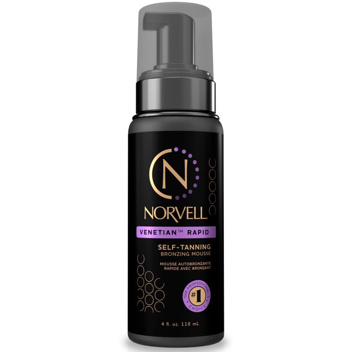 Norvell Venetian Rapid Sunless Self Tanning Set – 4 Fl Oz Mousse with Bronzer and Reusable Applicator Mitt for Natural Looking, Streak Free Tan
