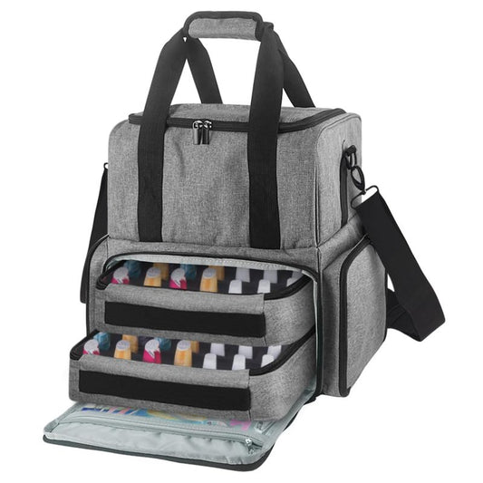 HarvMax Nail Polish Travel Case with UV lamp & Tools Storage - Large Capacity Organizer Holds 80 Bottles (15ml), 2 Removable Pouches,Professional Manicure Kit,Purple