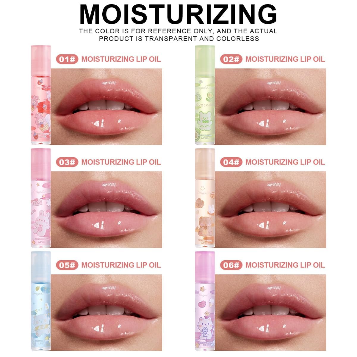 BIOKUSY 6 Pcs Fruit Flavored Roll-On Lip Gloss Set for Kids Teens Women