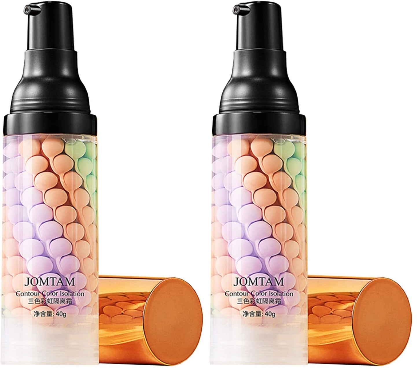 JOMTAM Contour Multi-Color Pink Green Purple Isolation Waterproof Natural Makeup Protection Hydration Oil Balance Moisturizing 40g (Pack of 2)
