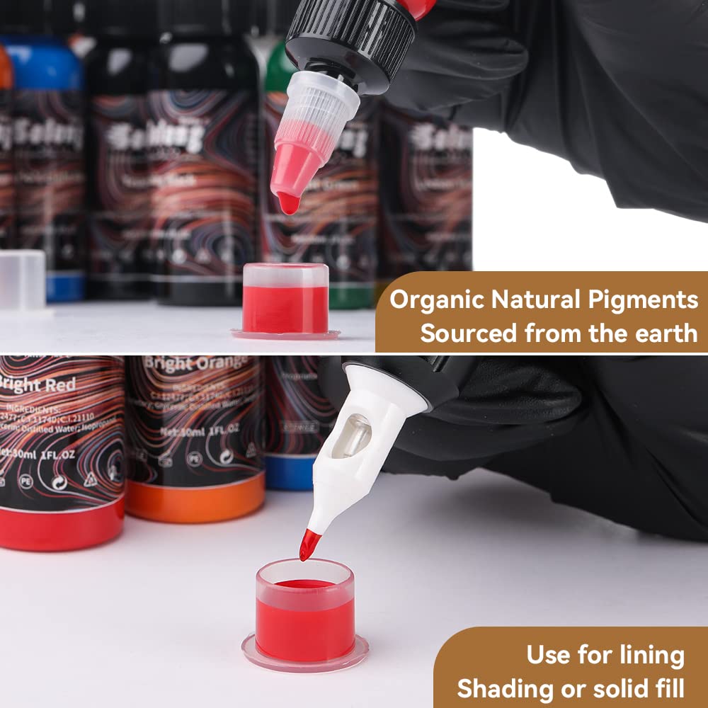 Tattoo Ink Color Set - 16PCS 1oz (30ml) Pigment Kit for Professional Tattooing | Vibrant Colors