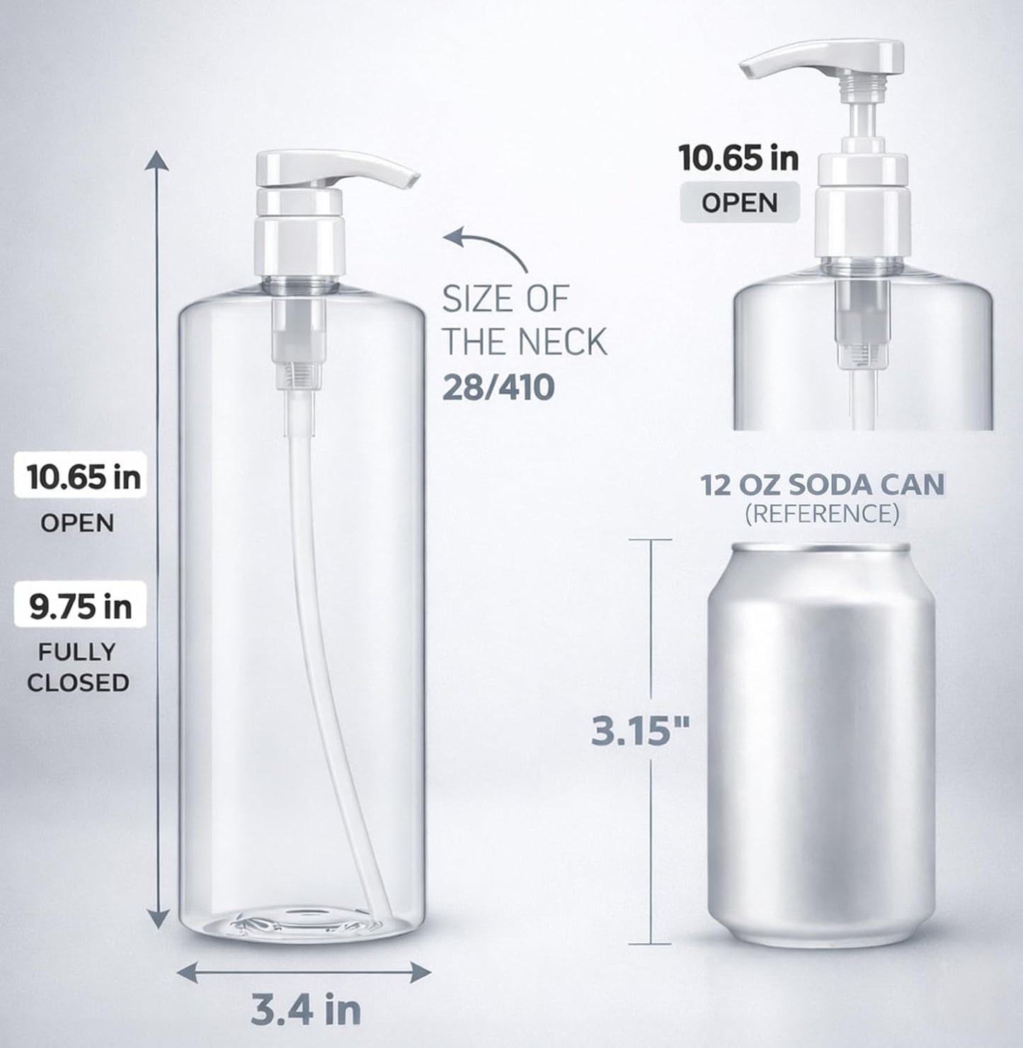 Bar5F Pump Bottle - 32-Ounce BPA-Free Clear Containers for Shampoo, Conditioner & Lotion | 2-Pack