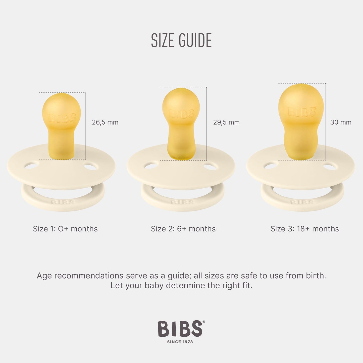 BIBS Pacifiers Colour Collection | Natural Rubber Baby Pacifier | Set of 2 BPA-Free Soothers | Made in Denmark | 0+ Months (Pack of 2) | Blush/Ivory