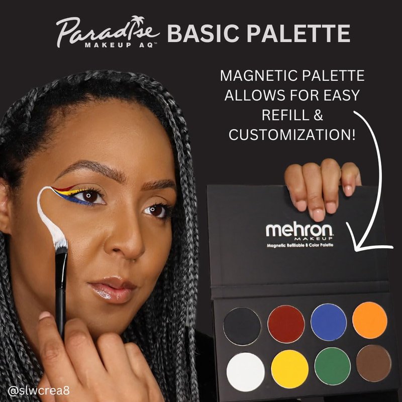 Mehron Makeup Paradise Makeup FX 8 Color Basic Palette | Magnetic Refillable Body Paint & Face Paint Palette | Professional & Water Activated | Costumes, SFX, Halloween, & Cosplay | Made in the USA