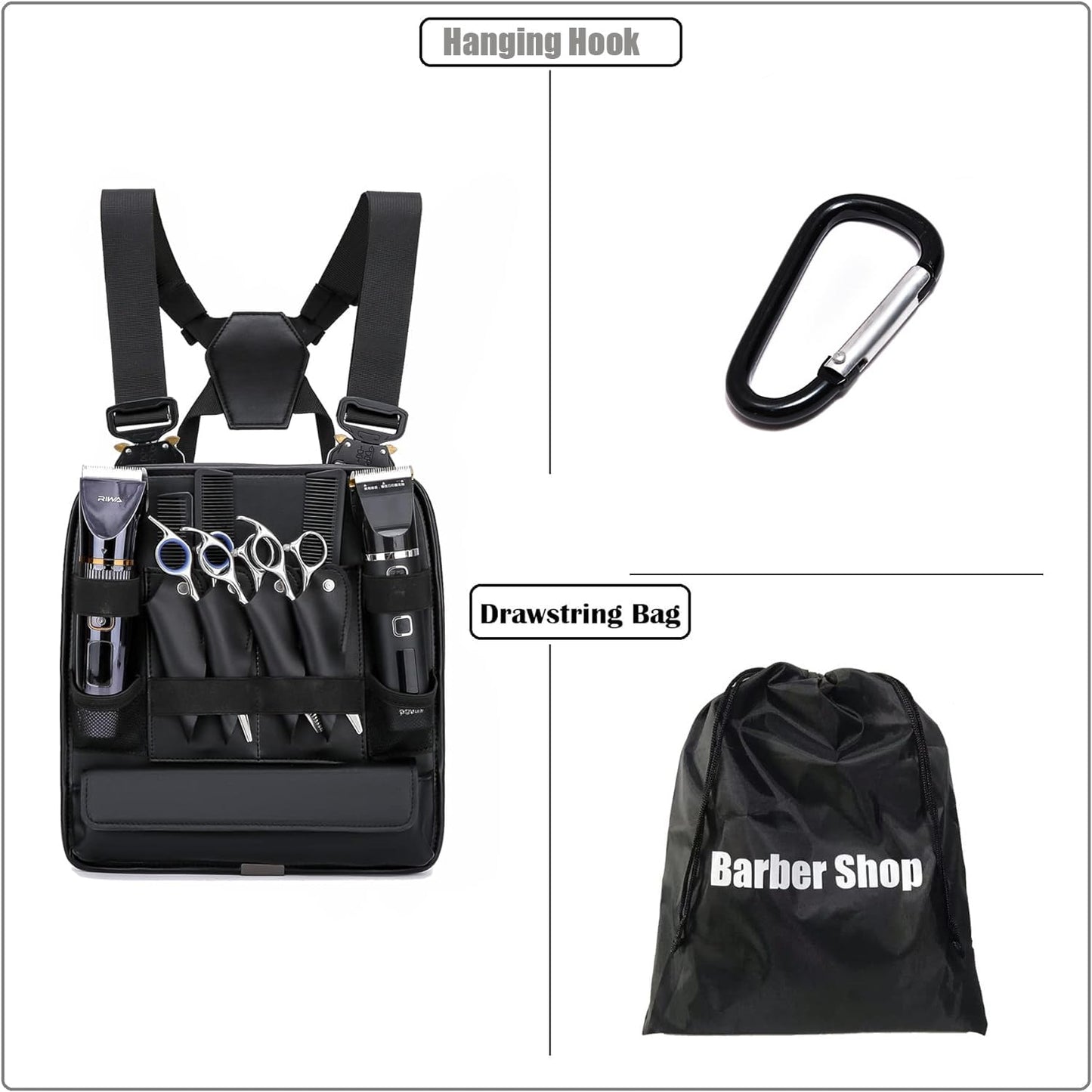Muserise Leather Fashionable & Functional Chest Rig Bag for Barbers, Stylish Haircut Tools Storage Chest Bag for Barber (Olive)