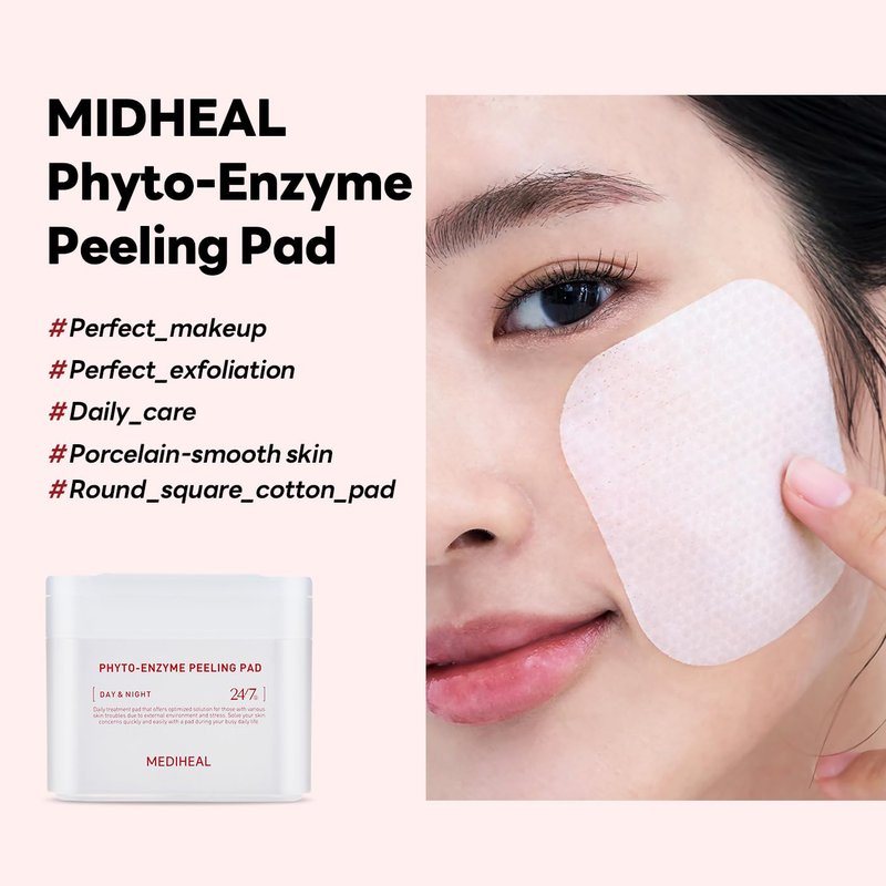MEDIHEAL Phyto Enzyme Peeling Pad - Vegan Face Resurfacing Gauze Pads with LHA & Papaya Enzym - Pore Tightening Pads to Control Sebum - Exfoliating for Dead Skin Cells, 90 sheets
