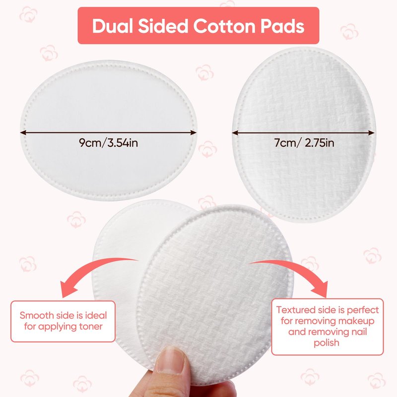 ICOTLE Large Oval Cotton Pads, 280 Count, 3-Layer Dual Textured Design, Lint-Free and Extra Soft, Ideal for Makeup Removal, Facial Cleansing, Toner Application, and Skincare for All Skin Types