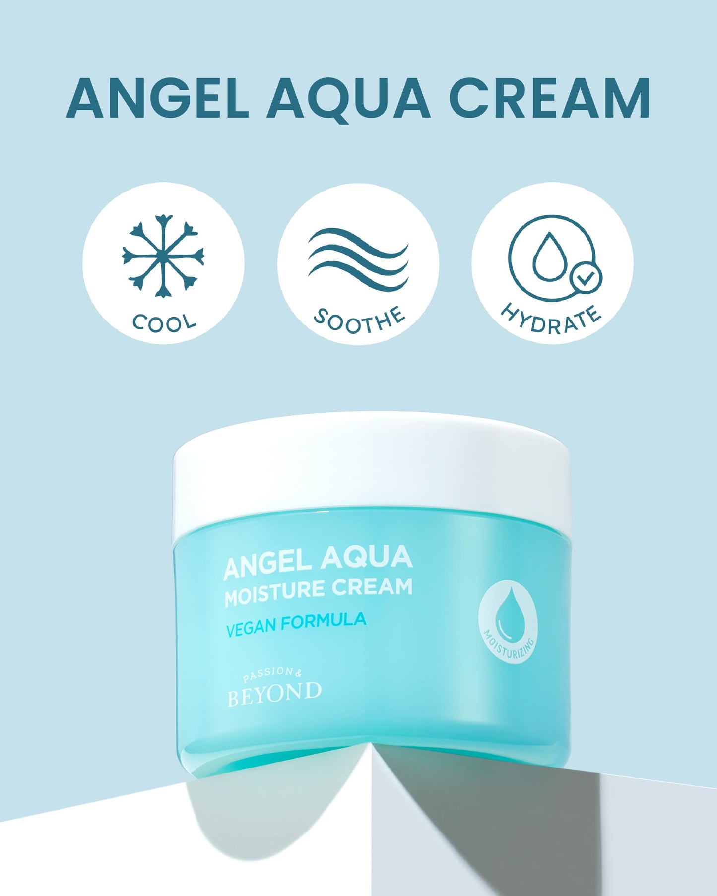 BEYOND Angel Aqua Moisture Cream (5.1 fl oz) - Vegan Cooling Face Gel Moisturizer - Soothing Cica, Hyaluronic Acid & Panthenol - Lightweight Hydrating Sleeping Mask - Korean Skincare