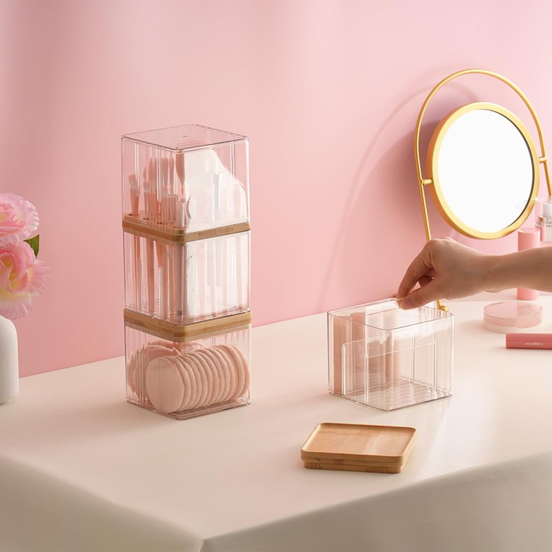 Makeup Brush Holder Comb with Cover Makeup Containers Organizers Set Makeup Holder Box Cosmetic Case With Lid Waterproof Dustproof Beauty Skincare Organizer Bathroom Vanity Countertop,Gift,Clear,3PCS