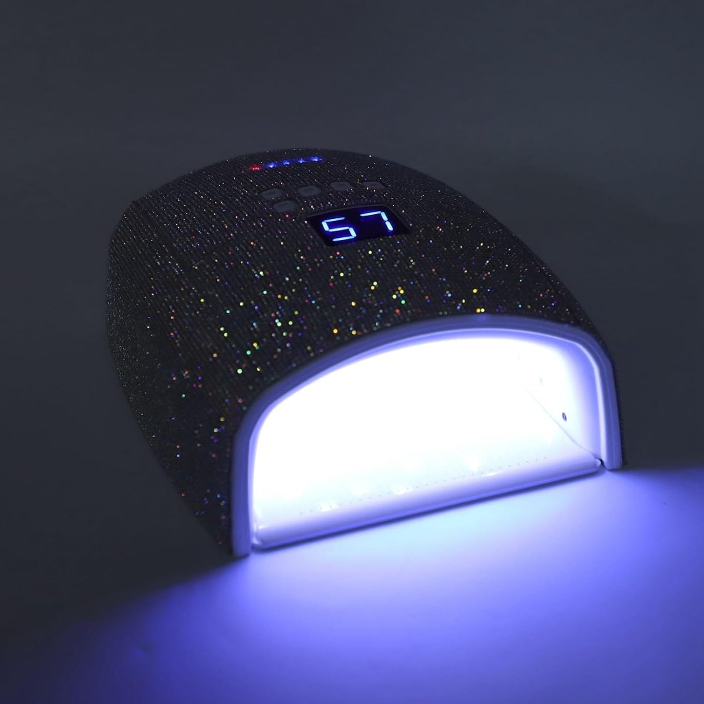 Rechargeable 66W Nail Lamp with Rhinestones - Gel Nail Light, 4 Timer Settings, Removable Tray