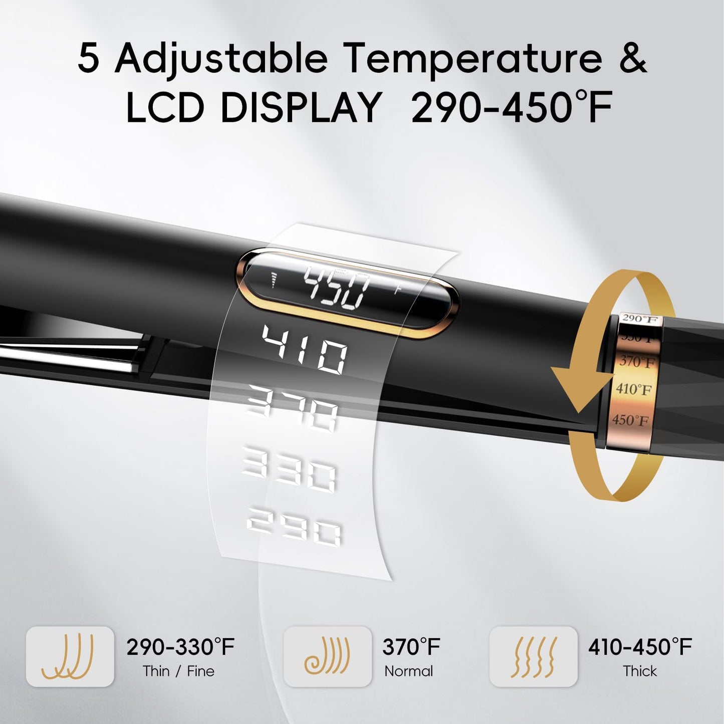 Nicebay Flat Iron Hair Straightener, 1 Inch Titanium Hair Straightener & Curler, Fast Heating,5 Temp Settings, Negative Ion Technology,Travel-Friendly, Smooth Salon Design