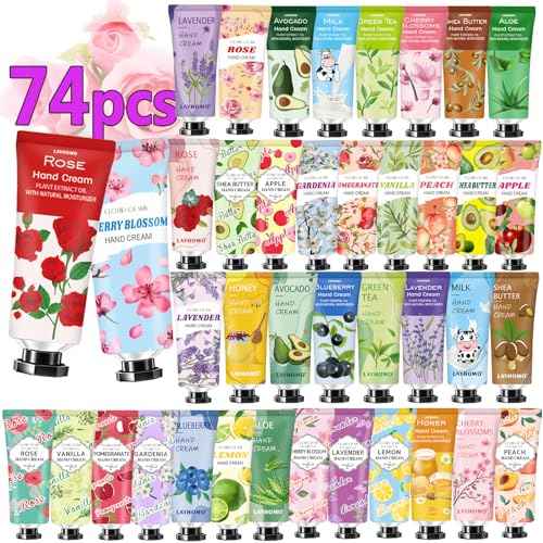 74 Pack Bulk Hand Cream,Stocking Stuffers for Teen Girls,Christmas Gifts for Coworkers,Teacher, Appreciation Gifts,Bulk Gifts for Nurse,Small Party Return Gifts,Travel Size Hand Lotion for for Women