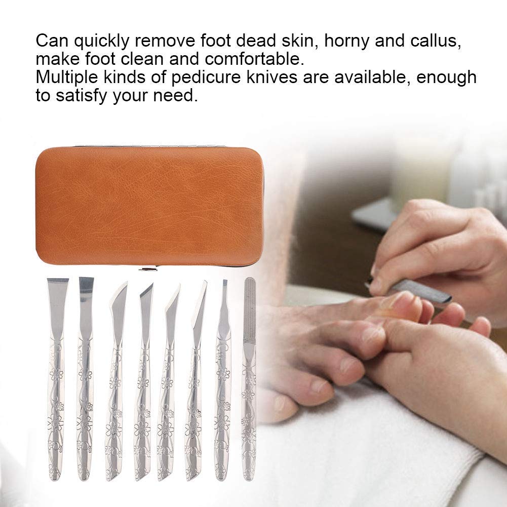 Footstep Horny Tool, Remove 8 Pcs of Stainless Steel Foot File Horny Remover Foot Calluse Shaver Pedicure Tool Set, Foot Skin Planer Foot Stone Foot Board