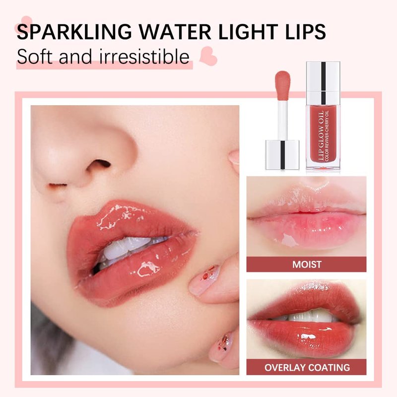 Hydrating Lip Glow Oil - Nourishing Tinted Lip Oil Gloss for Smooth Lips | Rosewood 0.2 OZ