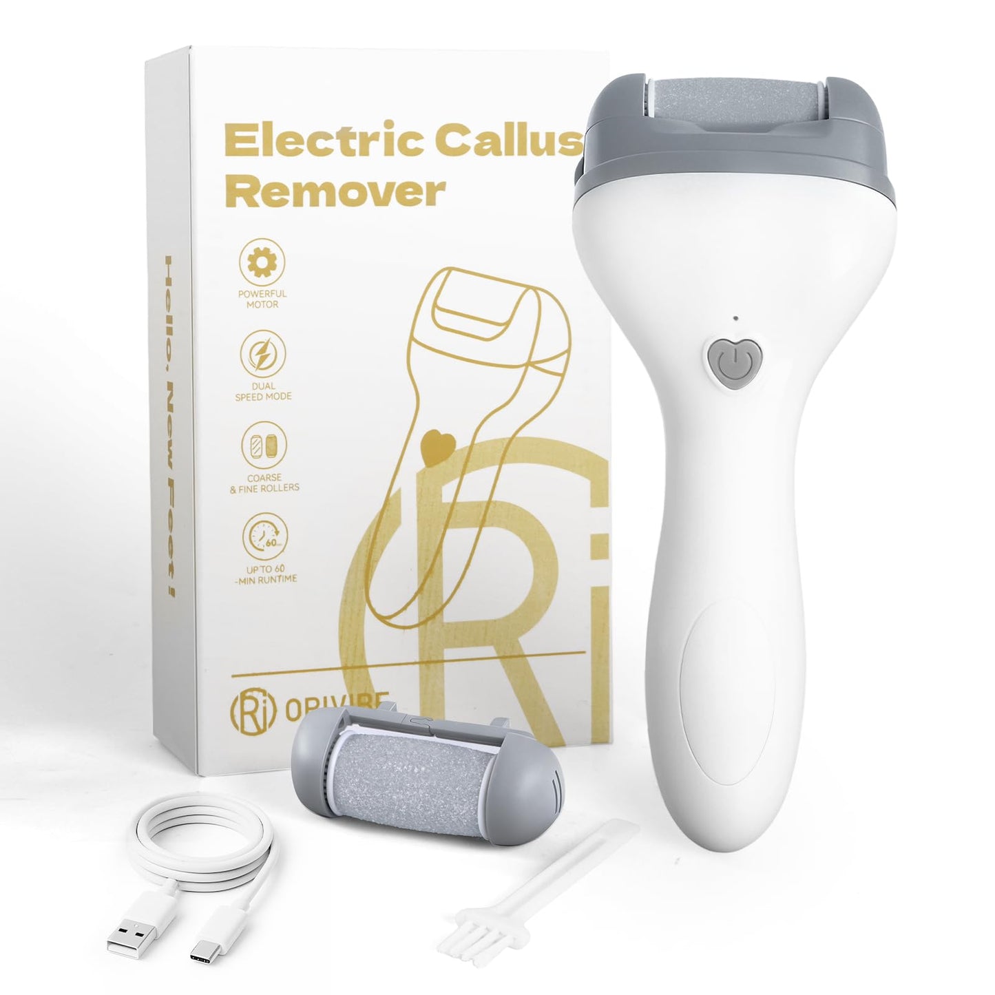 Orivibe Electric Foot Callus Remover for Feet - Rechargeable Pedicure Tools, 2-Speed Electric Foot File with Washable Rollers, Instant Dead Skin Remover & Foot Care Gift for Women and Men