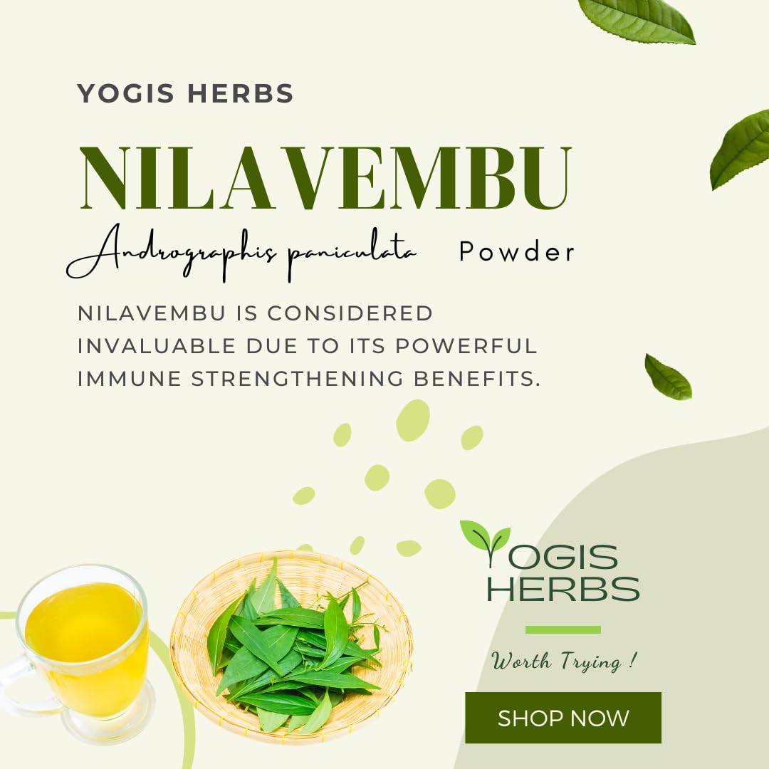 YOGIS HERBS Nilavembu Powder — Andrographis paniculata/Kalmegh/King of Bitters — Traditional Tamil Siddha Herb for Daily Wellness, Seasonal Comfort & Immune-Supporting Routines — Single-Ingredient