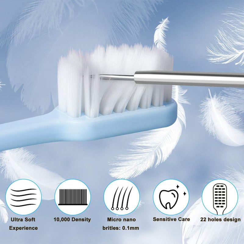 Extra Soft Toothbrush for Sensitive Teeth - 10,000 Ultra Soft Bristles | Manual Travel Toothbrush with Portable Case (4 Pack)