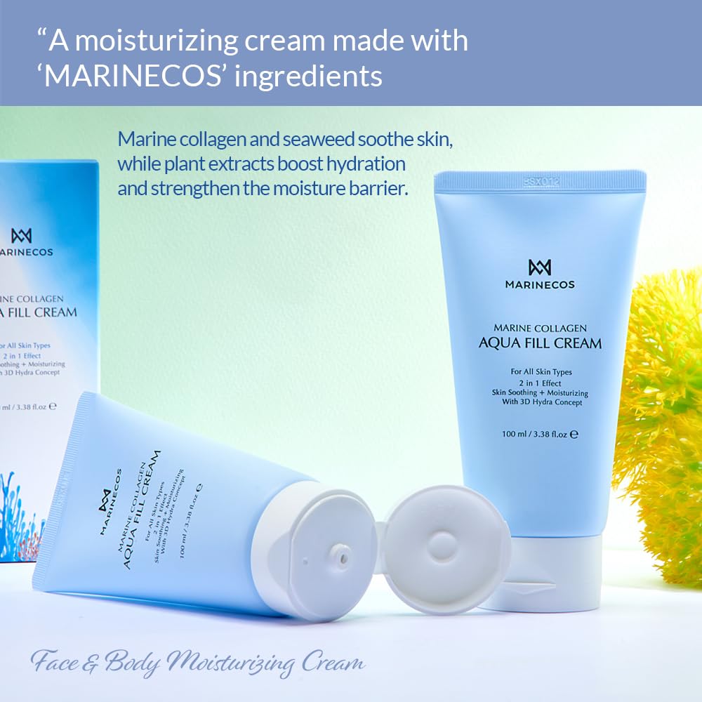 Marine Collagen Aqua Peel Cream - Deep Moisture Exfoliating Cream with Chamomile & Herbal Complex | 100ml for Radiant Smooth Skin