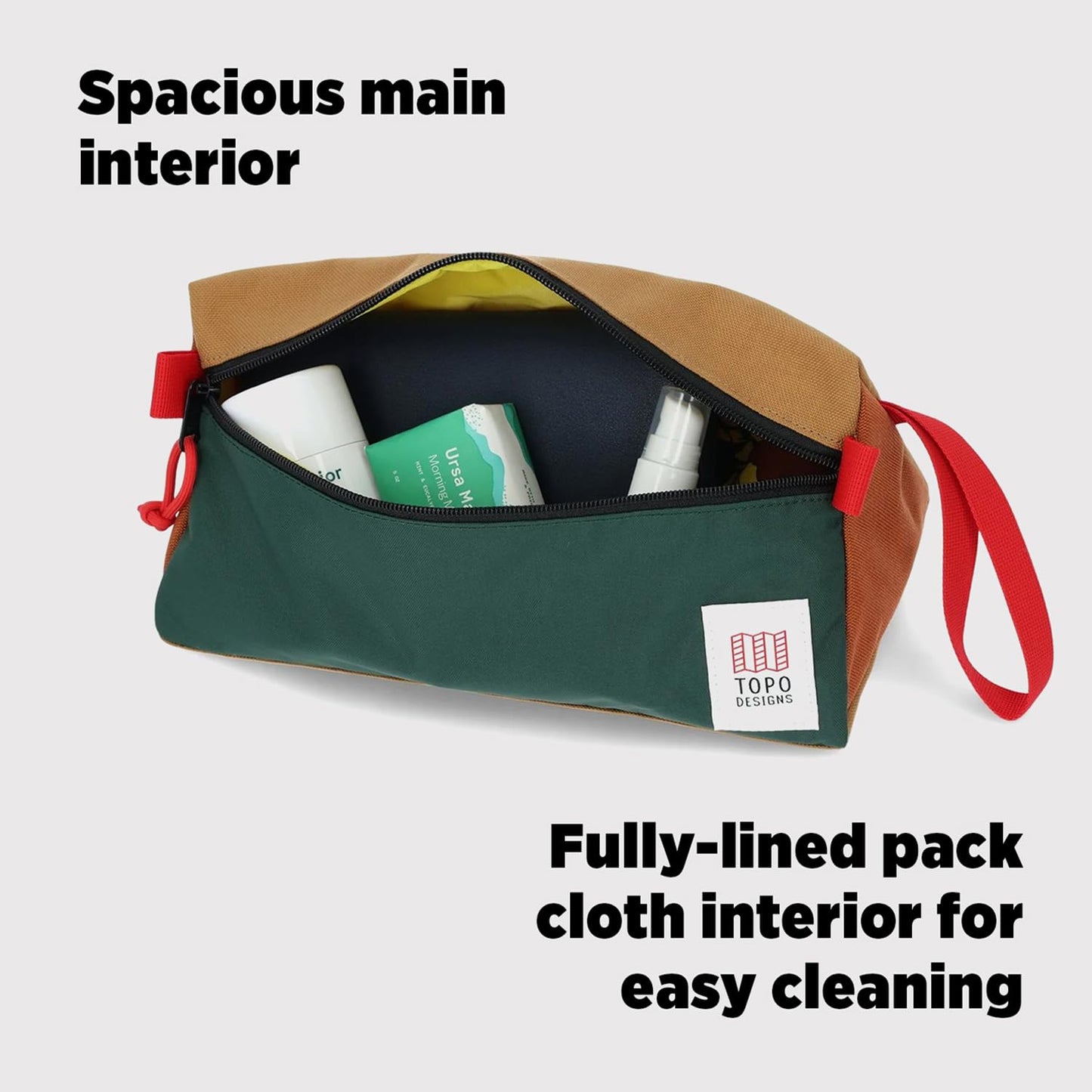 Topo Designs Dopp Kit - Travel Bag for Personal Care Essentials, Self Standing Triangular Shape, Fully Lined for Easy Cleaning, Recycled Nylon (Navy)