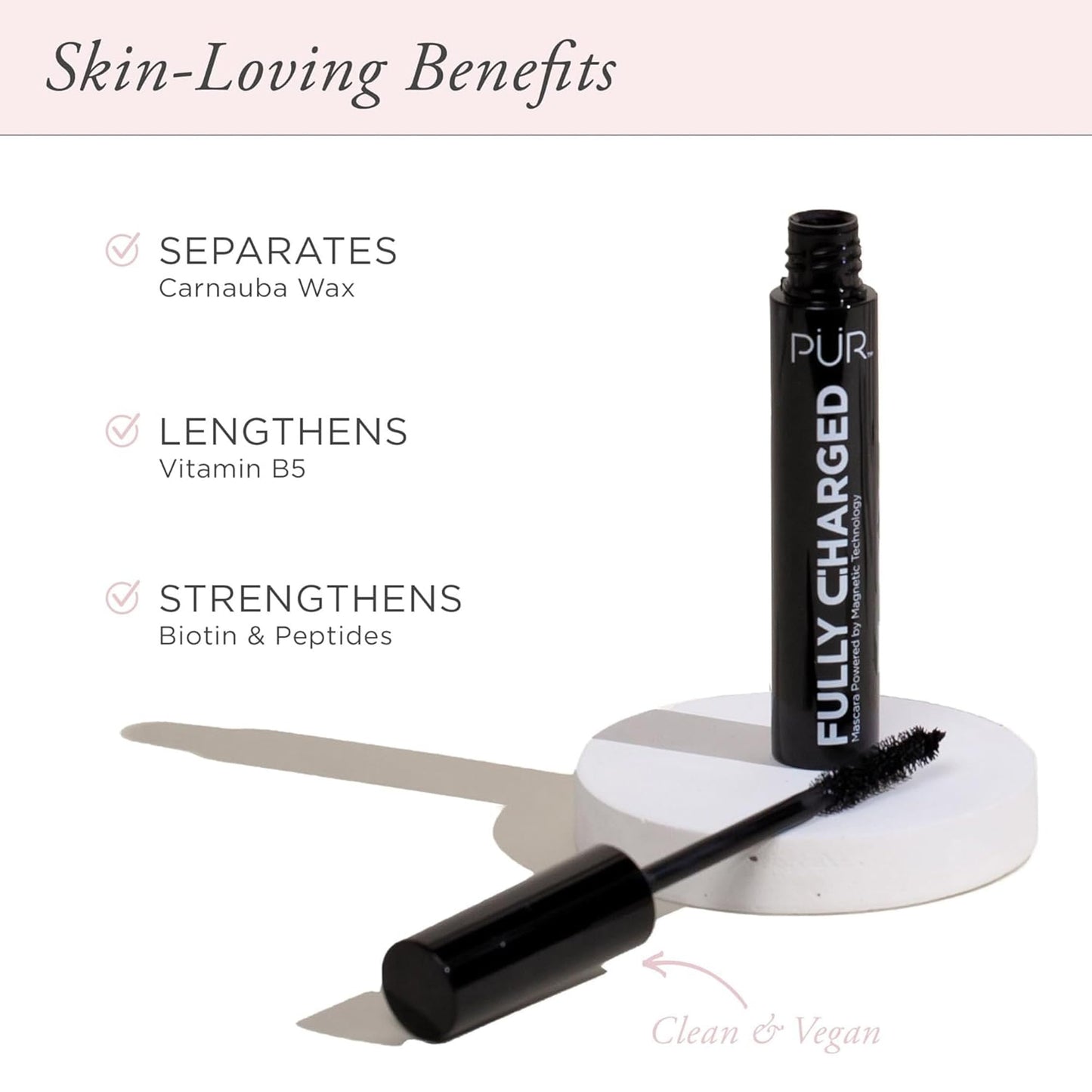 PÜR MINERALS Volumizing & Lengthening Mascara - Lightweight, Buildable & Smudge-Free Eye Lash Mascara for Volume, Lift & Curl