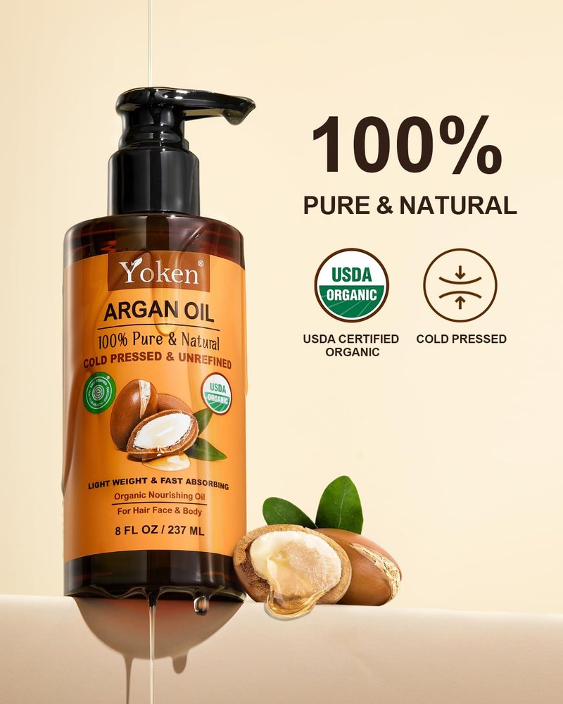 USDA Organic Argan Oil - Pure Cold Pressed Hair & Skin Conditioner | 8 Fl Oz
