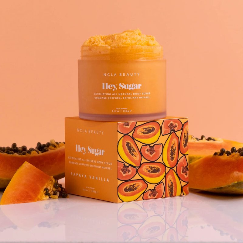 NCLA Hey, Sugar Body Scrub - Vegan Papaya Vanilla Exfoliating Scrub for Smooth Skin
