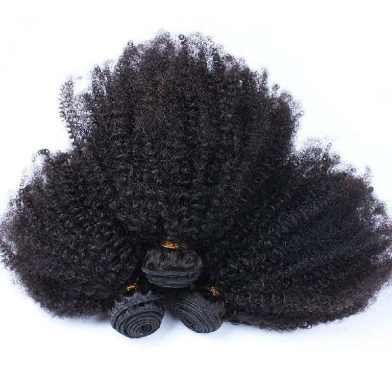 Mongolian Afro Kinky Curly Human Hair 3 Bundles (8 8 8 Inch) Afro Curly Weave Hair Extensions for Black Women Unprocessed Virgin Hair Afro Kinky Human Hair Bundles Natural Color