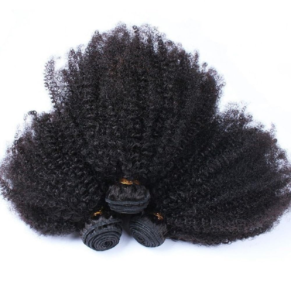 Mongolian Afro Kinky Curly Human Hair Bundles 10 10 10 Inch Afro Curly Weave Hair Extensions for Black Women Unprocessed Virgin Hair Afro Kinky Human Hair Bundles Natural Color