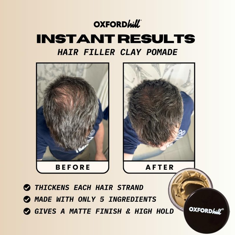 OXFORDhill Texture Clay Pomade - Premium Matte Finish Hair Clay for Men - Matte Finish, High Hold - 100% all Natural and Organic For Hair and Scalp Health